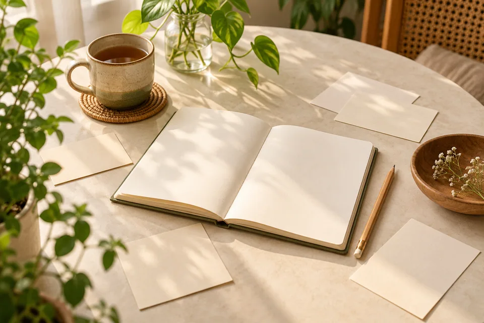 An open notebook and pencil ready for writing.